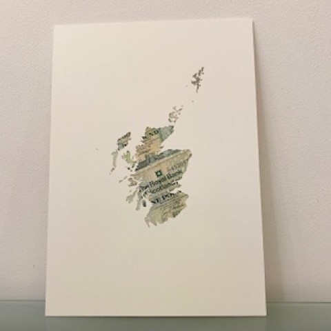 Made in Oban - Inside Scotland map - Genuine Scottish pound notes